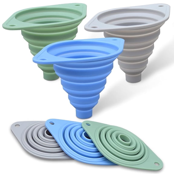Januofit Kitchen Funnel Set 3 Pack,Funnels for Kitchen Use Filling Bottles,Silicone Funnel Collapsible,Small Funnels for Filling Small Bottles