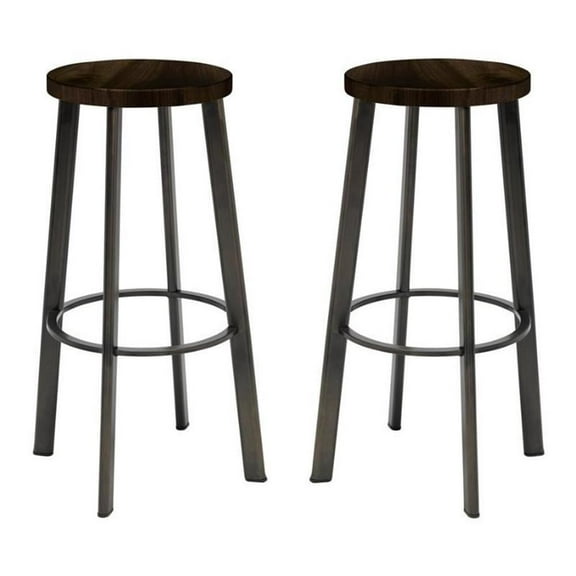 Home Square 30" Transitional Wood Seat Bar Stool in Espresso - Set of 2
