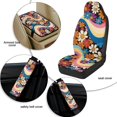 thumbnail image 6 of Xixirimido Breathable Car Seat Cover Set of 5 PU Leather Front Seats with Seat Belt & Console Covers Universal Fit Automotive Accessories, 60s Retro Hippie Flower, 6 of 8