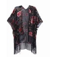 thumbnail image 6 of WeHello Women's Burnout Velvet Kimono Black Cardigan Cover Up Holiday Casual Cardigan Shawl Tops, 6 of 6
