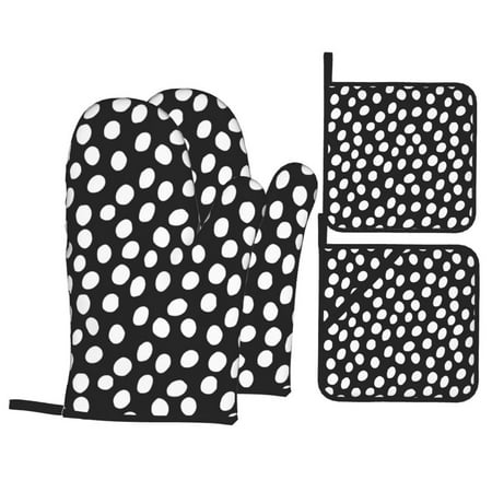 

Oven Mitts and Pot Holders 4 pcs Set abstract dot pattern Heat Resistant Silicone Oven Mitts Pot Holders for Kitchen Baking Cooking Non-Slip Oven Gloves Hot Pads Potholders