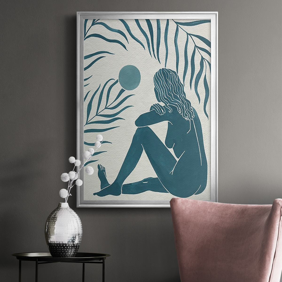 Moon Gazer II Premium Framed Print, in Gold, Black, or Silver - Ready to Hang