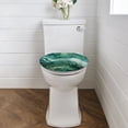 thumbnail image 2 of SEANATIVE Green Marble Toilet Seat Cover Elongated Toilet Lid Cover for Bathroom Toilet Seat Lid Cover Round Oval Fits Most Lids Home Decor Soft and Absorbent, 2 of 6