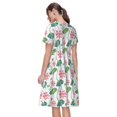 thumbnail image 2 of Bixox Robe d'Été à Manches Courtes pour Femmes Robe Ample Longueur Genou avec Poches-Lotus Fleur, 2 of 7