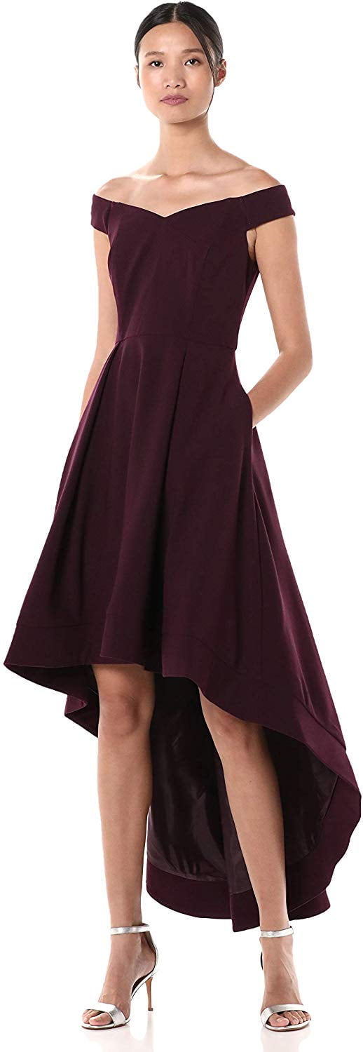 calvin klein off the shoulder high low dress
