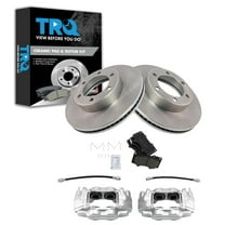 TRQ Front Brake Pad & Rotor Kit Brake Caliper Brake Hose Brake Pads Brake Rotor Ceramic Fits Select 2001-2007 Toyota Sequoia 2000-2006 Tundra
