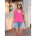 thumbnail image 2 of Chiffon Shirt Sleeveless V-Neck Pleated Ruffle Loose Women'S Top Rose Red L, 2 of 5