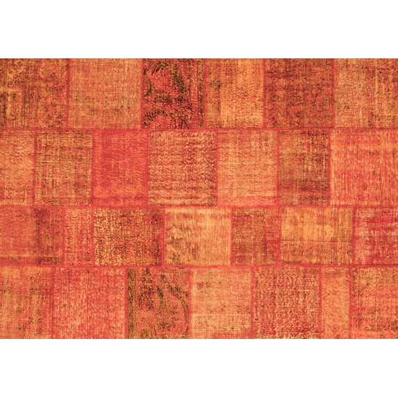 Ahgly Company Indoor Rectangle Patchwork Orange Transitional Area Rugs, 5' x 8'