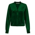 thumbnail image 6 of QATAINLAV Velvet Shirts for Women Dressy Casual Long Sleeve V Neck Blouse Solid Color Ruffle Trim V Neck Holiday Tops, Green, XL, 6 of 9