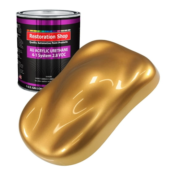 Restoration Shop Camero Gold Metallic Acrylic Urethane Auto Paint - Gallon Paint Color Only, Single Stage High Gloss