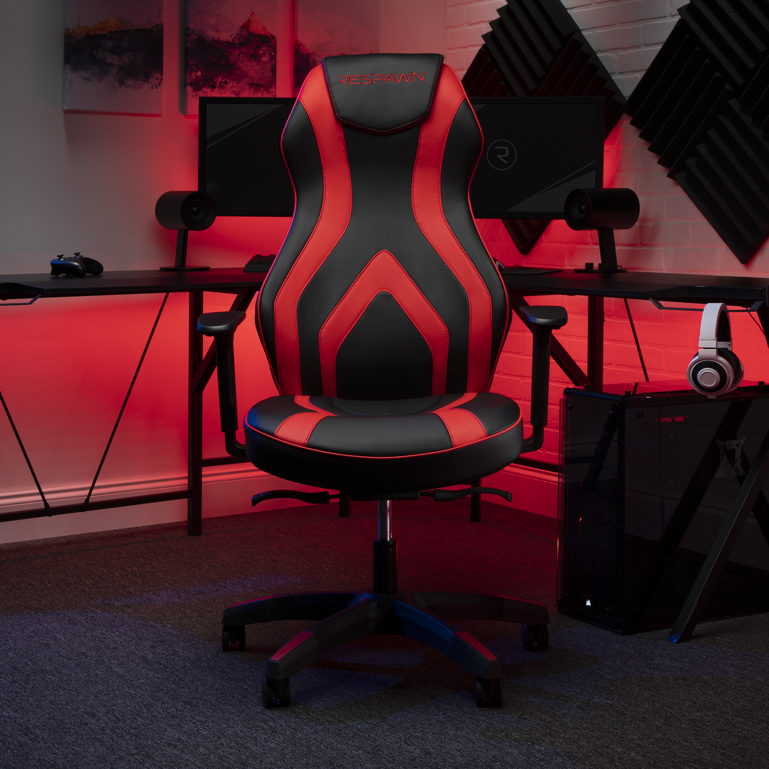 RESPAWN Sidewinder Gaming Chair, PU Leather, in Rage Red (RSP-125-RED) - image 5 of 17