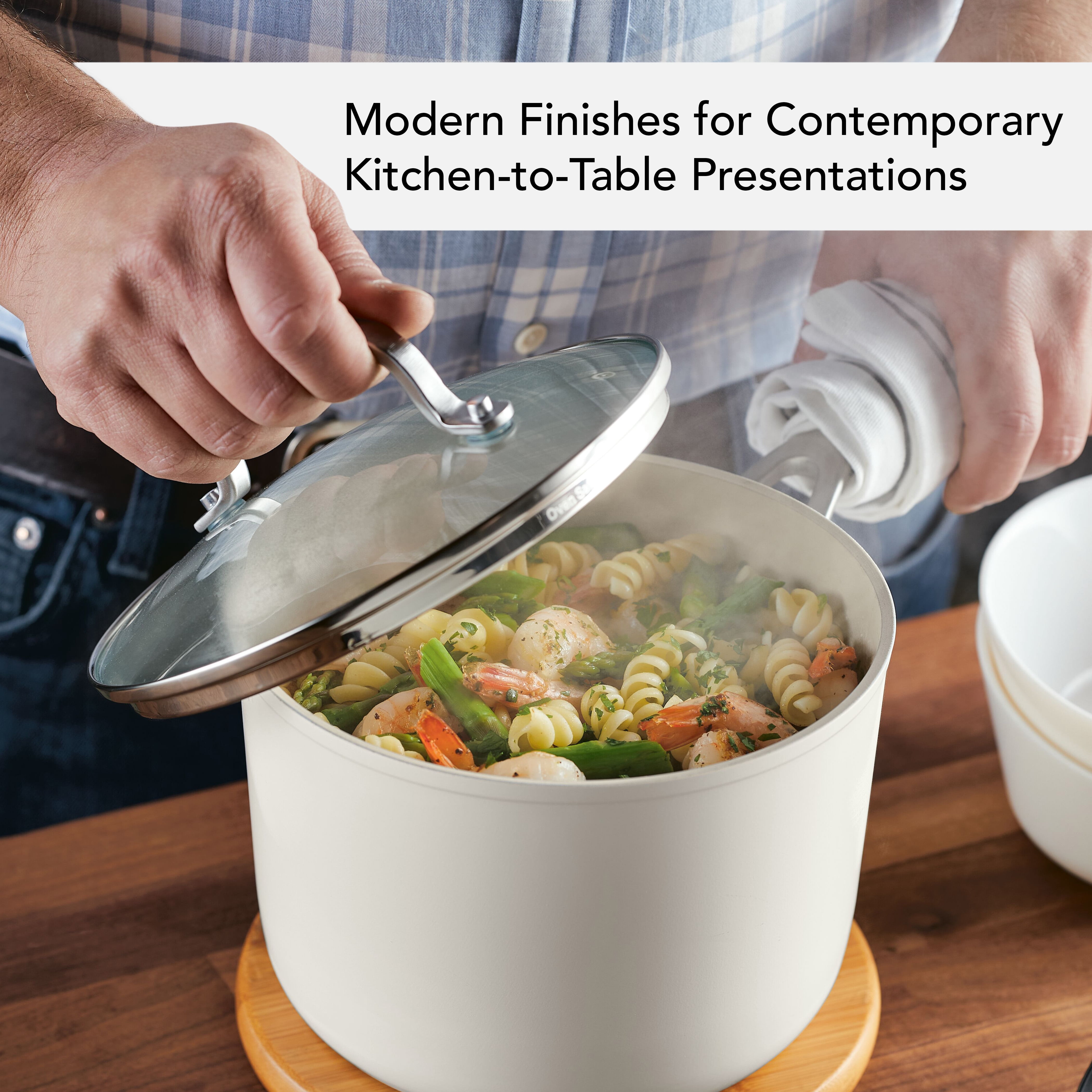 KitchenAid Hard Anodized 3 Quart Ceramic Nonstick Cookware Sauce Pan, Oven Safe to 500°F, Porcelain White