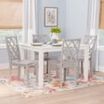 thumbnail image 2 of Linon Nico 5 Pce Dining Set White Table/4 Light Gray Lattice Back Chairs in Wood, 2 of 13