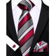 thumbnail image 5 of Conjunto de Corbata Barry.Wang de Seda Tejida con Rayas y Pañuelo de Bolsillo, 5 of 8
