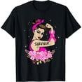 thumbnail image 2 of 100% Cotton Breast Cancer Survivor Rosie Riveter Pink Awareness Women T-Shirt, 2 of 5