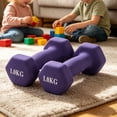 thumbnail image 4 of Neoprene Coated Hex Dumbbells 2kg Pair Non- for Home Strength Training G, 4 of 5