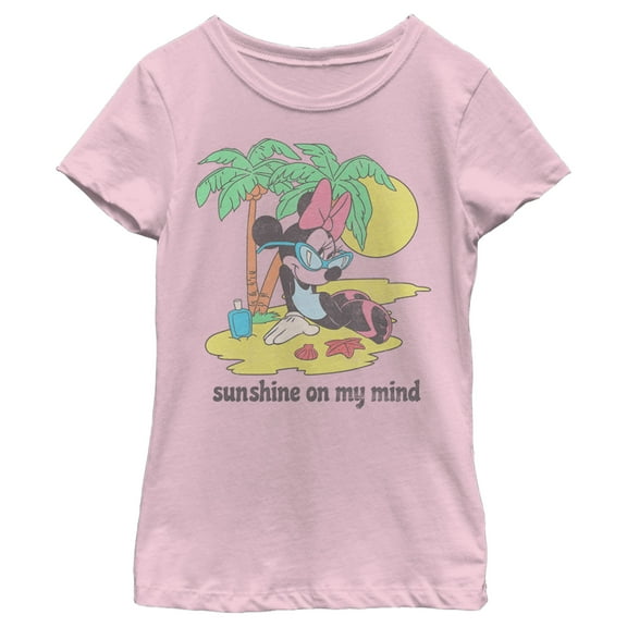 Girl's Mickey & Friends Minnie Mouse Sunshine on my Mind  Graphic Tee Light Pink X Large