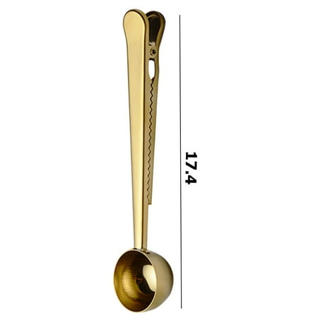 

2-in-1 Stainless Steel Coffee Spoon Sealing Clip Kitchen Gold Accessories Recipient Cafe Espresso Cucarilla Decor