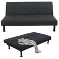 thumbnail image 5 of Aukfa Modern Futon Convertible Sofa Bed for Home Office, Tufted Back, Linen, Black Gray, 5 of 14