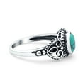 thumbnail image 2 of Petite Dainty Oval Solitaire Promise Ring Band Turquoise Oxidized Braided 925 Sterling Silver Size 10, 2 of 6