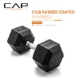 thumbnail image 2 of Mancuerna CAP Barbell de 55 lb con recubrimiento de goma y hexágonos cromados, 2 of 6
