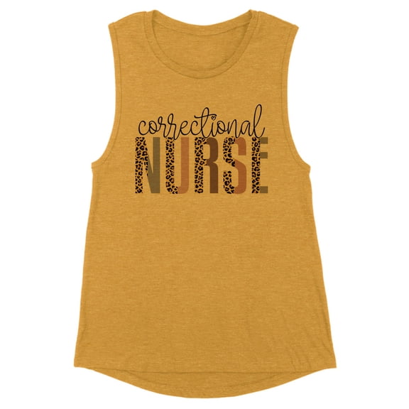 Correctional Nurse Leopard Print Women's Muscle Tank X-Small Antique Gold