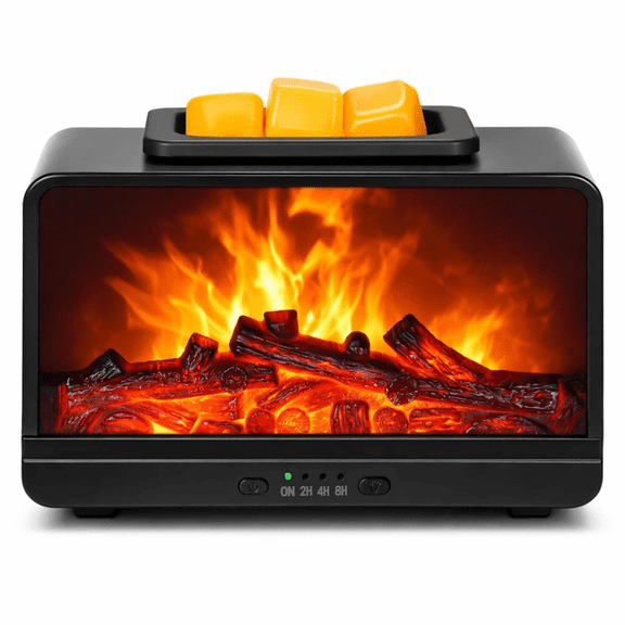 Flame Fireplace Wax Melt Warmer,Scentsy Wax Warmer with Timer, Electric Wax Warmer for Scented Wax with PTC Heating Plate, Wax Burner for Women Gifts & Home Decor (Black)