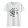 thumbnail image 4 of Zunfeo White Tops for Women Shorts Sleeve Cotton T Shirts Casual Cozy Sunflower Graphic Tops 2025 White XL, 4 of 5