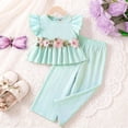 thumbnail image 4 of Splozh Toddler Girl Outfit Smocked Strap Camisole Linen Pants Girls 2 Piece Summer Set Girls Cute Outfit,Light Blue,18-24 Months, 4 of 5
