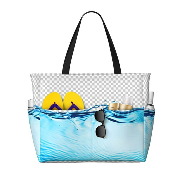 Fotbe Crystal Clear Water Splash Bolsa de Viaje para Playa - Resistente al Agua, Bolsa Tote de Gran Capacidad y Ligera con 7 Bolsillos para Mujeres y Hombres