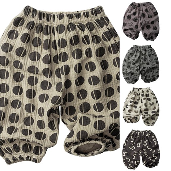 AWZXDE Toddler Muslin Jogger Pants Elastic Waist Printed Harem Trousers Lightweight Loose Kids Bottoms Breathable Baby Pants For Boys Girls Summer Daily Wear - 4-5 Years