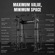 Mikolo M11 Smith Machine Home Gym, 2200LBS Power Rack with Functional Trainer, Cable Crossover, LAT Pulldown, Low Row, Landmine and Plate Storage for Full Body Strength Training