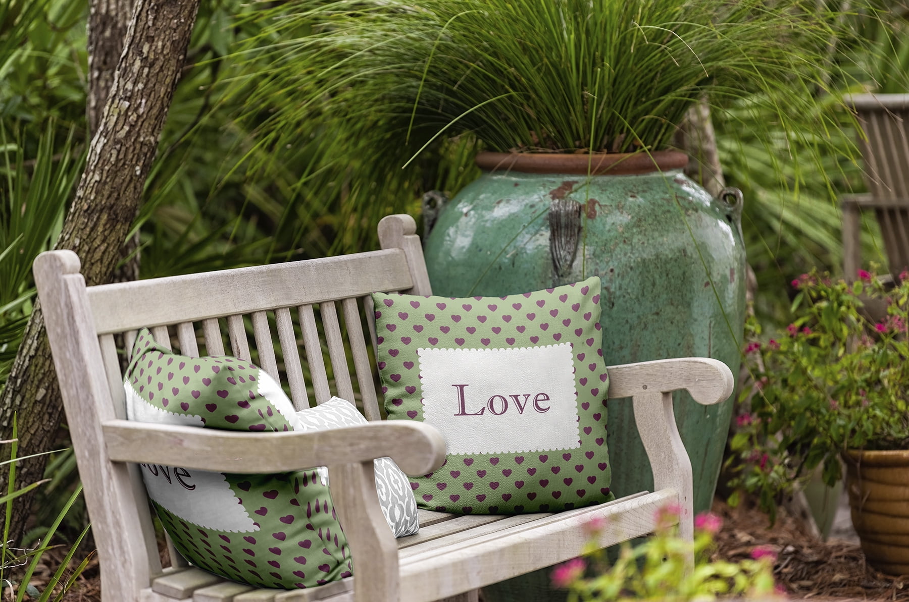 20" x 20" Simply Daisy Love Polyester Indoor/Outdoor Pillow, Fresh Green Qty 1