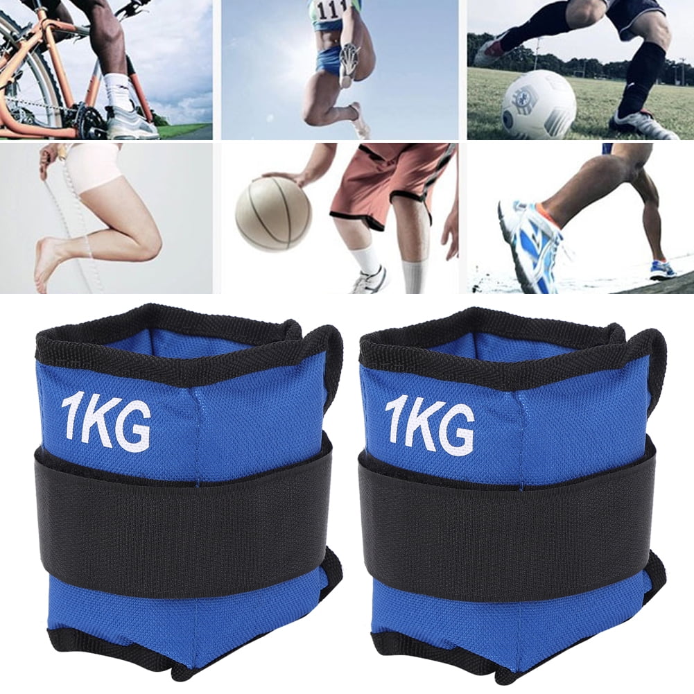 LAZIOEGR 2Pcs 2.2 lbs / 1KG Adjustable Leg Ankle Wrist Sandbag Weights Strap Strength Training Equipment for Gym Fitness Yoga Running