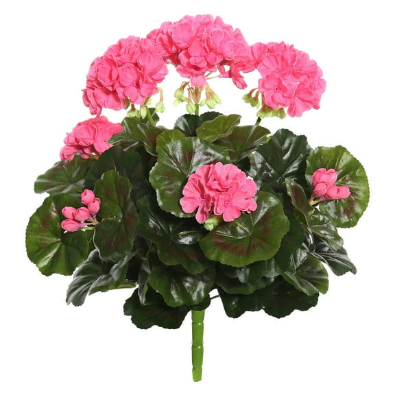 Vickerman 15.25" Artificial Pink Polyester Geranium Bush.