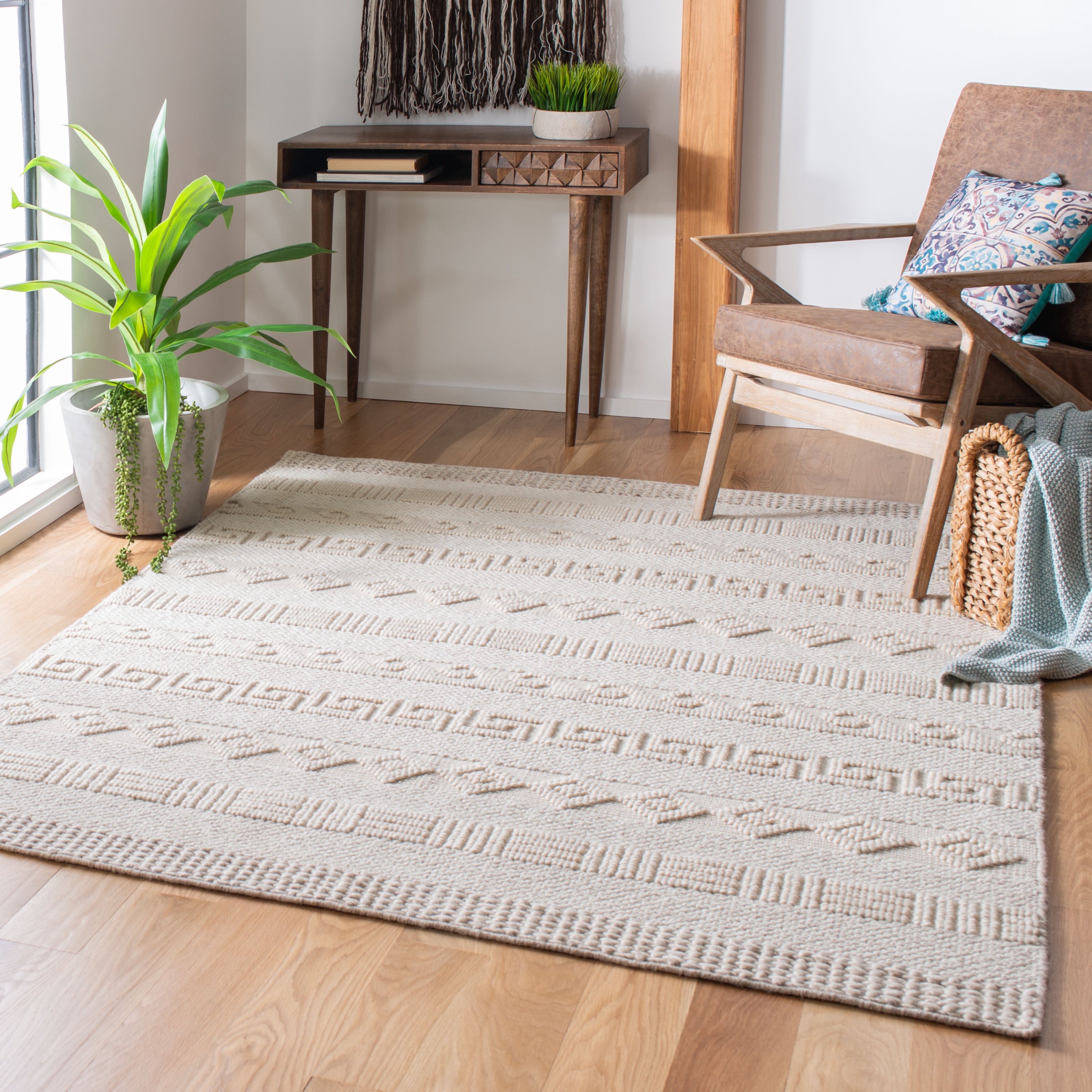 SAFAVIEH Natural Fiber Jillian Striped Area Rug, Beige/Ivory, 8' x 10'