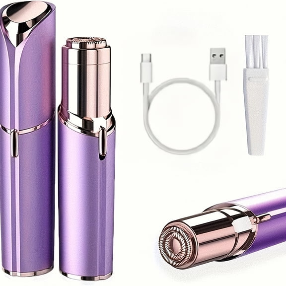 Women's facial trimmer, portable lip and chin trimmer, USB powered, multiple colors available: gold, red, white, blue, purple, female facial hair removal device