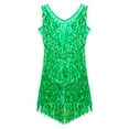 thumbnail image 6 of Eandarui Latin Dance Dress for Women Flapper Modern Salsa Rumba Ballroom Dance Costume Silver Fringe Green M, 6 of 6