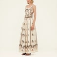 thumbnail image 4 of Women's Floral Two Piece Skirt Set, Ruffle Trim Sleeveless Top and Maxi Skirt, 4 of 7