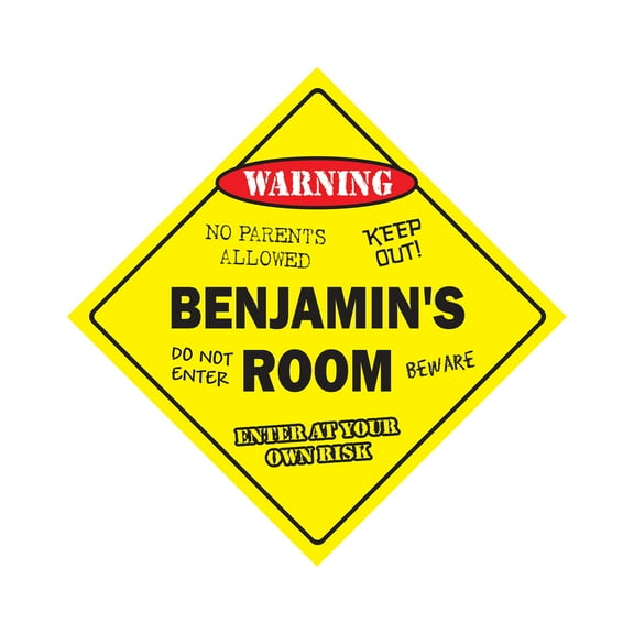 Benjamin's Room Sign Crossing Zone Xing | Indoor/Outdoor | 14" Tall kids bedroom decor door children's name boy girl