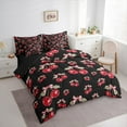 thumbnail image 3 of Homewish Watercolor Cherry Twin Bedding Sets 7-Piece for Girls, Kawaii Bowtie Bedding Comforter Set, Tropical Fruit Leaves Sheet Sets, Black Red Bedroom Decor, 3 of 8