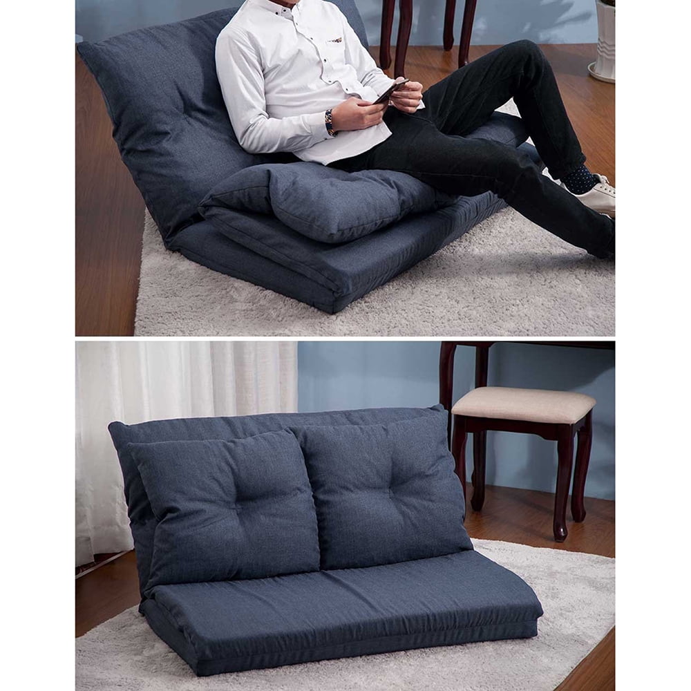 Lowestbes Floor Sofa Bed, Fabric Folding Chaise Lounge, Foldable Double Chaise Lounge Sofa Chair, Blue Lowestbes Floor Sofa Bed, Fabric Folding Chaise Lounge, Foldable Double Chaise Lounge Sofa Chair, Blue
