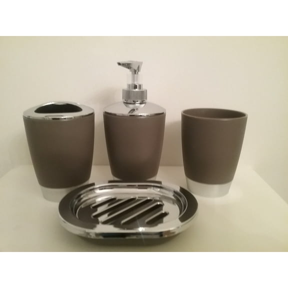 Heavenly Designs Watson Bathroom Accessories - Gray and Silver Acrylic Bathroom Set