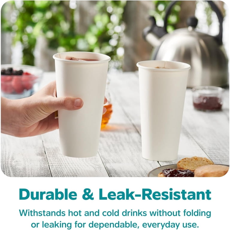 Gusto 20 oz White Disposable Paper Cups with Rolled Rim, Leak-Resistant for  Hot Beverages - Walmart.com