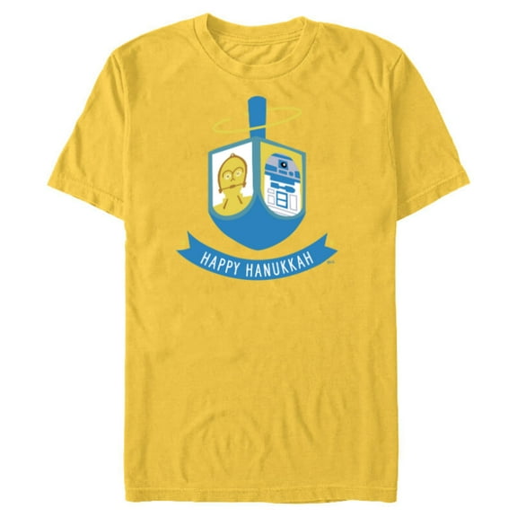 Star Wars R2-D2 and C-3PO Hanukkah Spinning Dreidel - Short Sleeve Blended T-Shirt for Adults - Customized-Yellow
