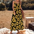 thumbnail image 3 of Wild Yellow Sunflowers on Black Background Sleeveless Dress Dresses Women Summer Women's Summer Clothing, 3 of 9