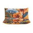 thumbnail image 3 of 3 Pcs Soft Bedding Set, Includes 1 Duvet Cover with Zipper And 2 Pillow,Shams Hawaiian Hibiscus Garden Orange Flowers King(102"×90"), 3 of 8