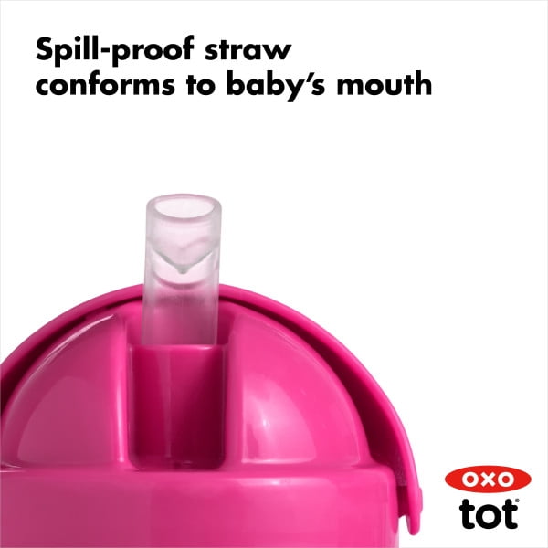 OXO Tot Transitions Straw Cup With Removable Handles 6 Oz - 2 Pack - Pink