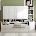 thumbnail image 2 of Twin Size Wood Daybed with Desk and Wardrobe, Space-Saving Storage Bed with Bookshelf and Drawers for Small Bedrooms, Modern White Corner Bed Frame for Teens and Adults, 2 of 9