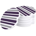 thumbnail image 1 of FMSHPON Purple Grey and White Stripes Set of 2 Car Coaster for Drinks, Absorbent Ceramic Stone Coasters Cup Mat with Cork Base for Home Kitchen Room Coffee Table Bar Decor, 1 of 5